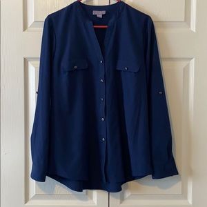Navy Blue Button Up Blouse